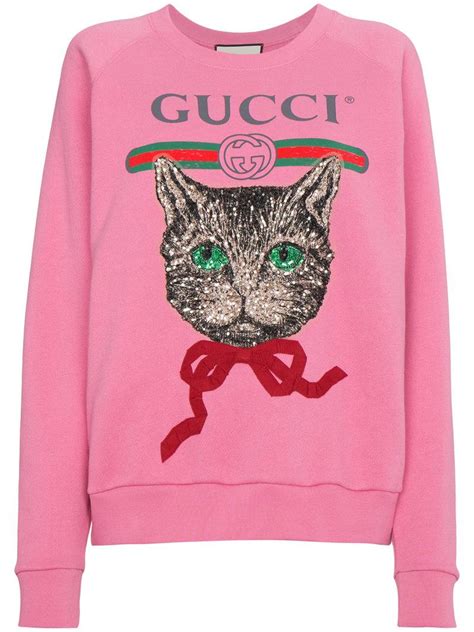 pink gucci sweatshirt with cat|Gucci pink and green sweater.